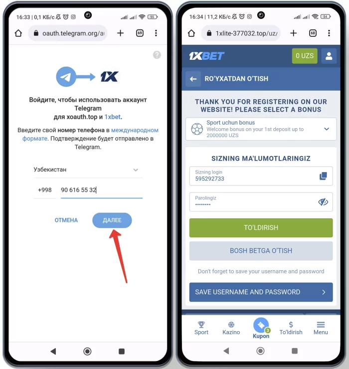 1xbet регистрация через телеграм - Uzbekcha registratsiya qilish 1xbet mobil programmasida telegram, facebook orqali kirish va kabinet yaratish