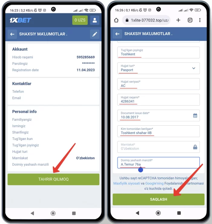 rasmiy 1xbet programmasida royxatdan otish va stavka qilish 1xbet ma'lumotlarni to'ldirish va pul ishlash