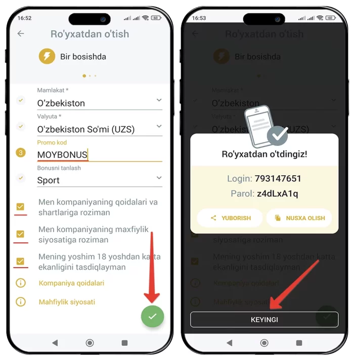 Melbet ro'yxatdan o'tish mobil ilovada Melbet registratsiya qilish promokod orqali