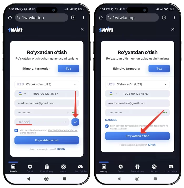 1win uz saytiga kirish va registratsiya qilish 1win akkaunt ochish
