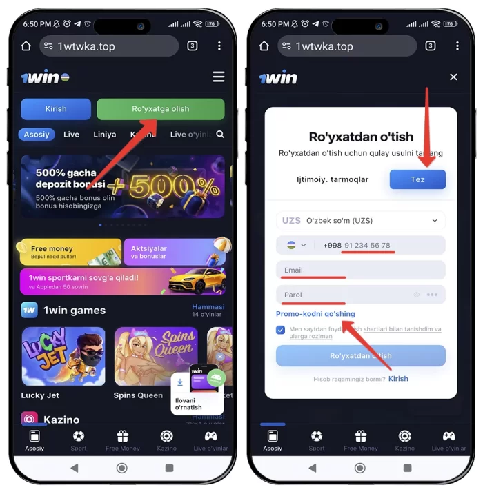 1win registratsiya qilish 1win uz saytida ro'yxatdan o'tish