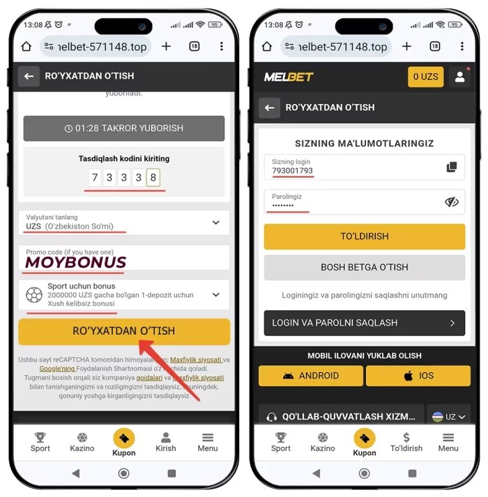 Melbet uz saytda registratsiya o'tkazish Melbet saytda registratsiya qilish