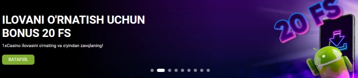 1xCasino apk o'rnatish bonusini olish